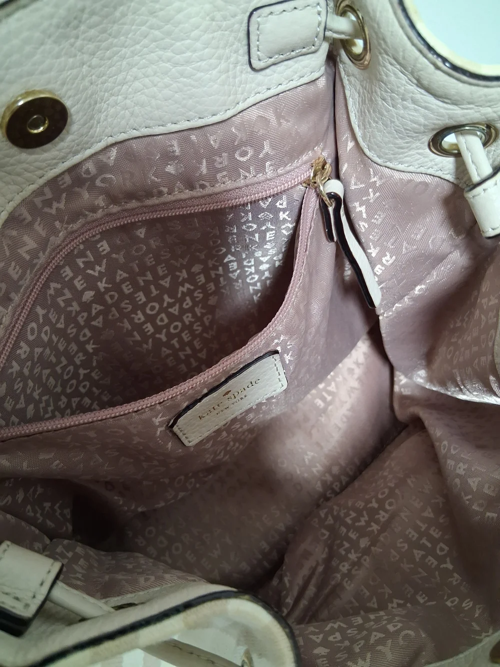 kate spade Cream and Light Beige Striped Mini Backpack